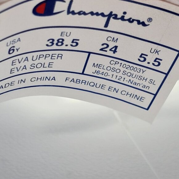 Champion Meloso Squish Slide Sandals Youth‎ Size 6 White Comfort EVA Upper Sole - Picture 9 of 10